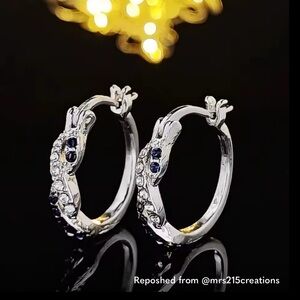 NEW Beautiful diamond and sapphire fashion jewelry, huggy hoops
